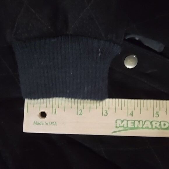 VTG Black Nubuck Leather Jacket Sz10 Distressed Snap Quilted Moto Bomber Biker - Picture 8 of 16